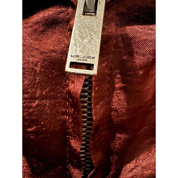 Saint Laurent Tonal Satin Jacket in Burgundy/Maroon - Picture 6 of 16